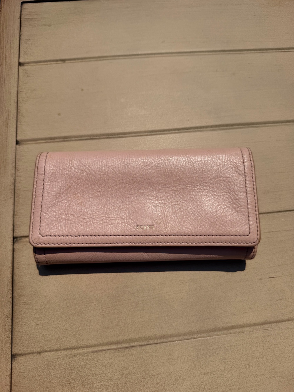 Fossil Blush Pink Leather Trifold Wallet